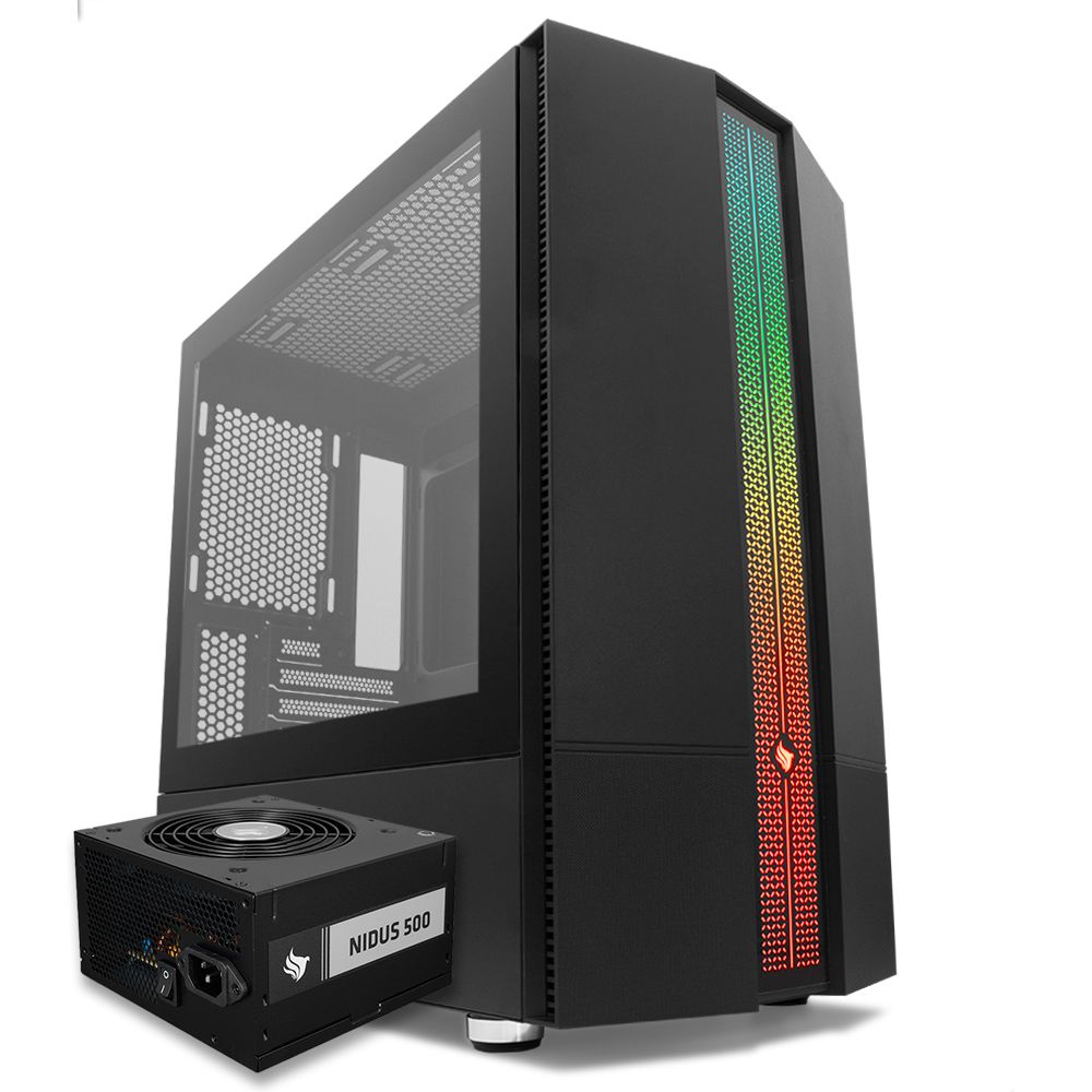 Pichau Kit Upgrade Gabinete Gamer Pichau Carrier II RGB Preto Fonte