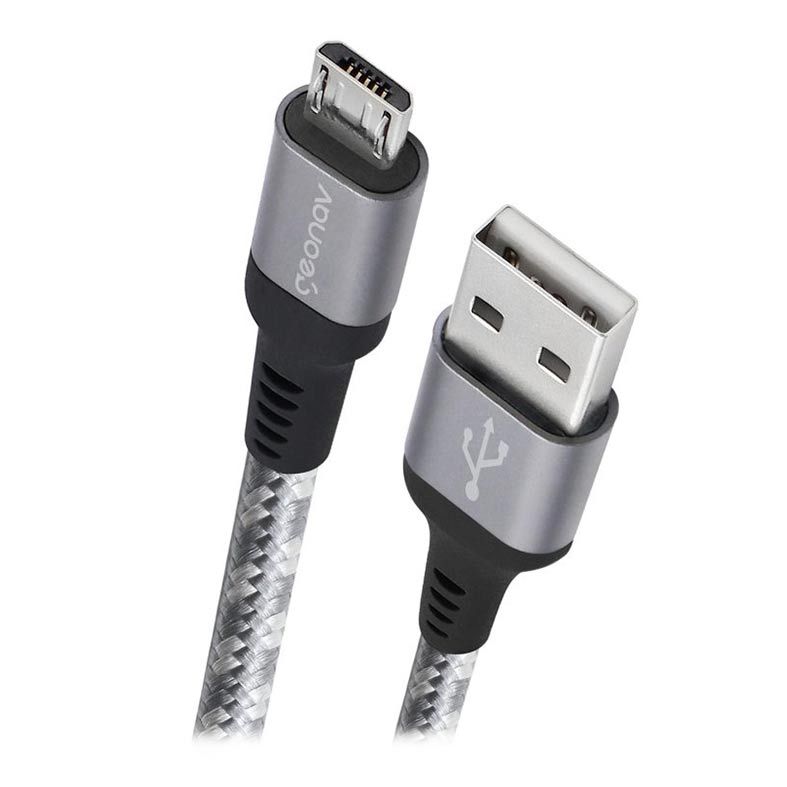 Cabo Micro USB Geonav Ultra Resistente 1 5m Nylon Trançado Titanium