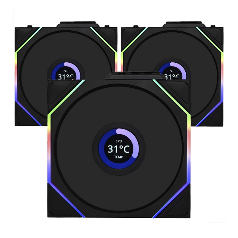Kit Ventoinhas Lian Li Uni Fan TL Wireless LCD, ARGB, 3x120mm, Preto, 12TLLCD1W3B - miniatura 3