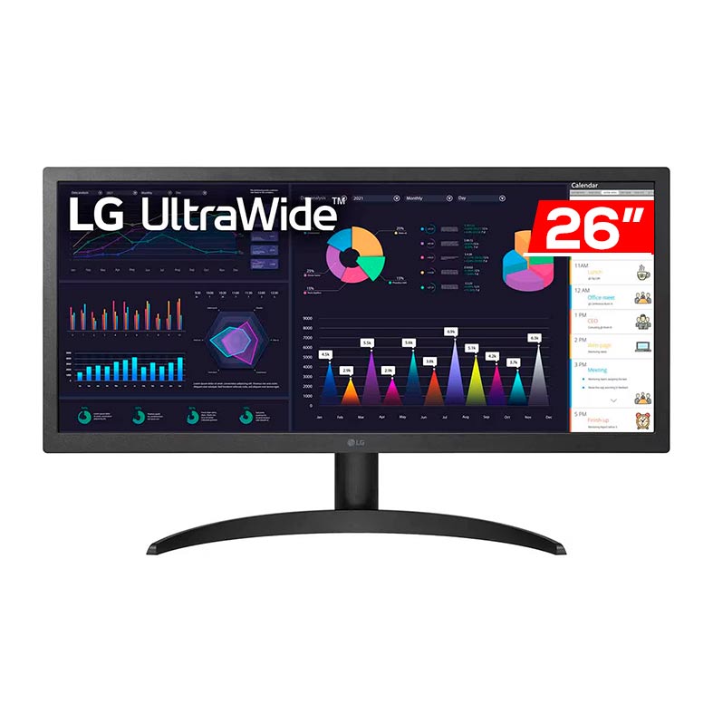 Monitor LG 26WQ500-B, 26 Pol. IPS, WFHD, 1ms, 75Hz, Freesync, HDMI, 26WQ500-B - imagem 1