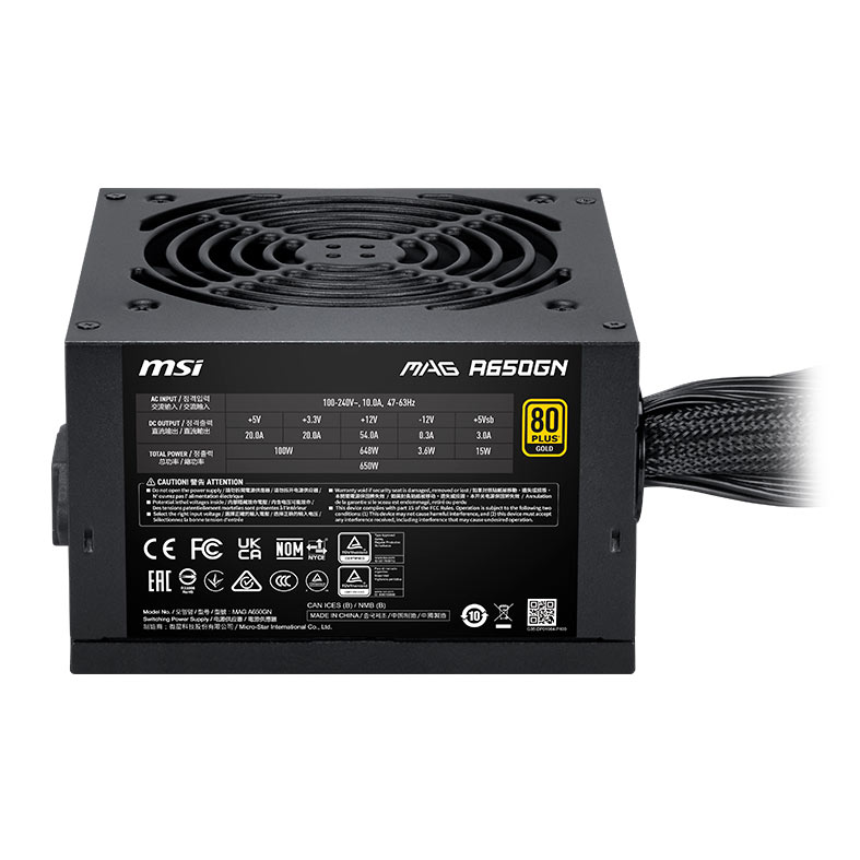Fonte MSI Mag A650GN II, 650W, 80 Plus Gold, ATX 3.1, Preto, 306-7ZPBZ23-CE0 - miniatura 5
