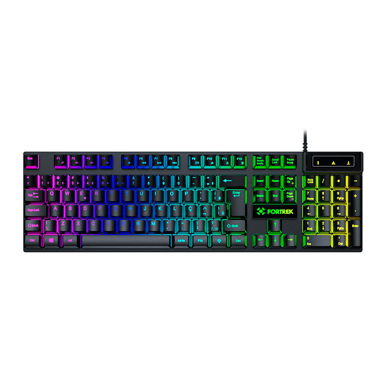 Teclado Gamer Fortrek Fearless 100, Rainbow, ABNT2, Preto, 84032 - imagem 1
