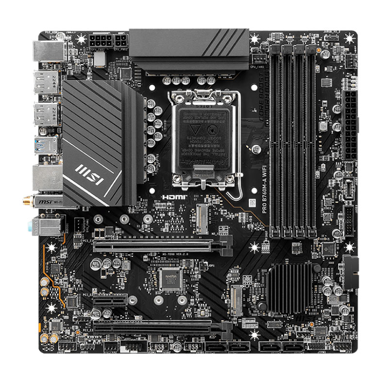 Placa Mae MSI PRO B760M-A WIFI, DDR5, Socket LGA 1700, M-ATX, Chipset B760, PRO-B760M-A-WIFI - imagem 1
