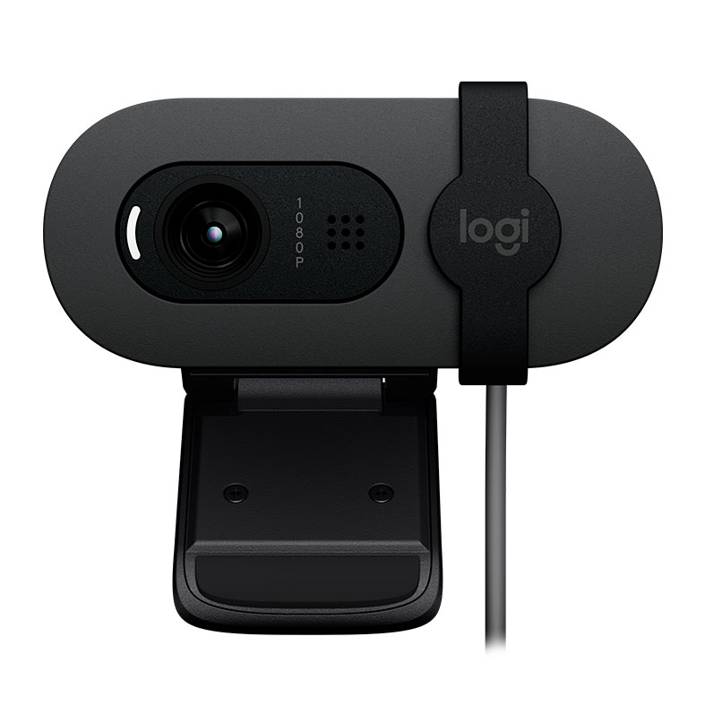 Webcam Logitech Brio 100, FHD, 1080p, USB-A, Preto, 960-001586