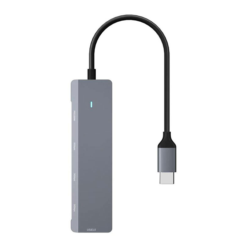 HUB 5 em 1 MD9, 4 Portas Tipo-C, 1 Porta USB 3.0, Cinza, 9748 - imagem 1