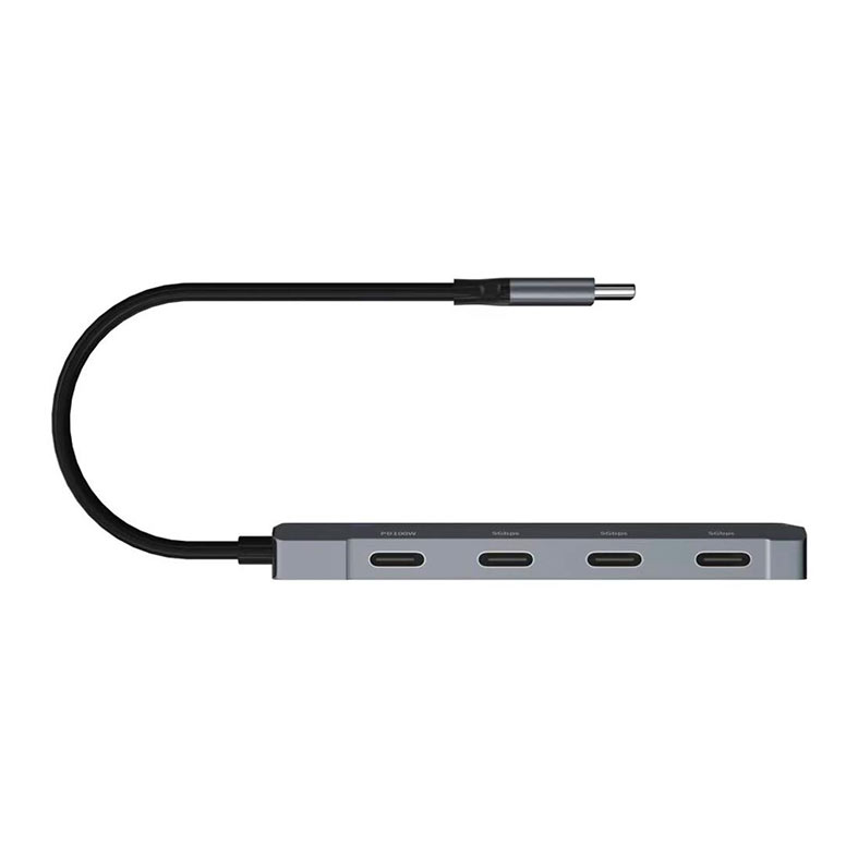 HUB 5 em 1 MD9, 4 Portas Tipo-C, 1 Porta USB 3.0, Cinza, 9748 - miniatura 4