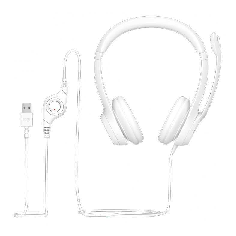 Headset Logitech H390, USB, Branco, 981-001285 - miniatura 3