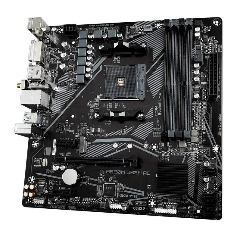 Placa Mae Gigabyte A520M DS3H AC, Wifi, DDR4, Socket AMD AM4, M-ATX, Chipset AMD A520, A520M-DS3H-AC - miniatura 4