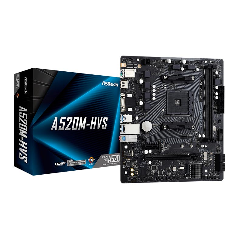 Placa Mae ASRock A520M-HVS, DDR4, Socket AM4, M-ATX, Chipset AMD A520, A520M-HVS - miniatura 3