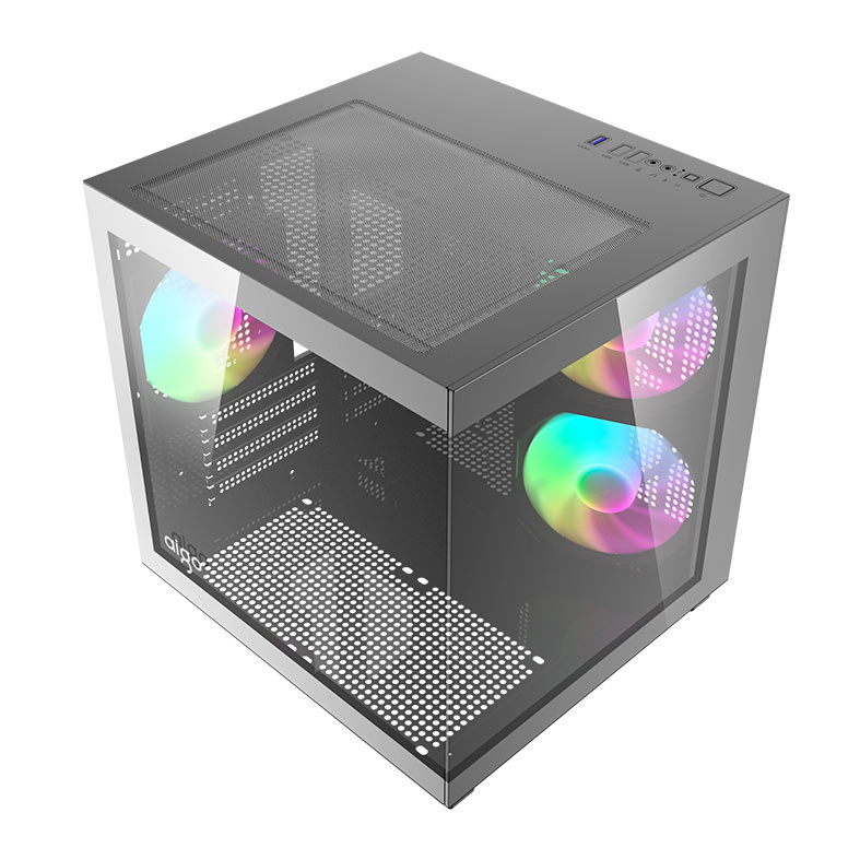 Gabinete Gamer Aigo Luna A275, Rainbow, Mini-Tower, Lateral de Vidro, Com 3 Fans, Preto, AC-A275-B-BR1 - miniatura 5