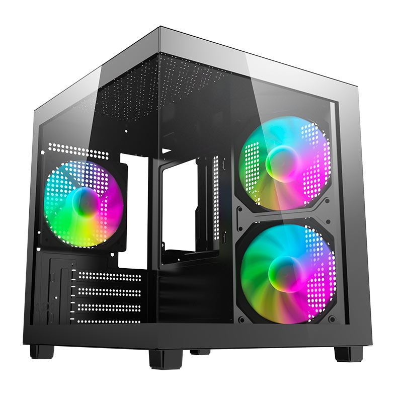 Gabinete Gamer Aigo Luna A275, Rainbow, Mini-Tower, Lateral de Vidro, Com 3 Fans, Preto, AC-A275-B-BR1 - miniatura 3