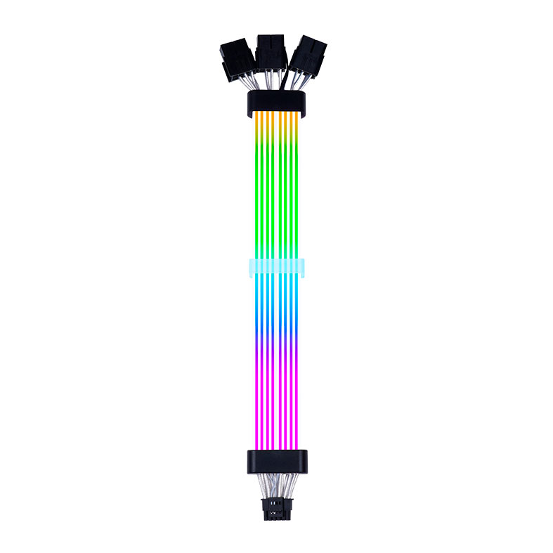 Cabo Extensor Sleeved Acegeek AC124, ARGB, 12+4 Pinos, 340mm, Preto, AG-AC124-BK - miniatura 3