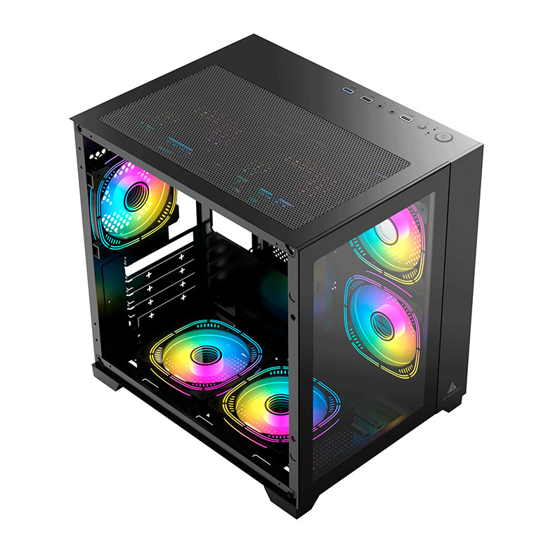 Gabinete Gamer Acegeek Aquarium M345, Mid-Tower, Lateral de Vidro, Preto, AG-AQUARIUM-M345-BK - miniatura 7