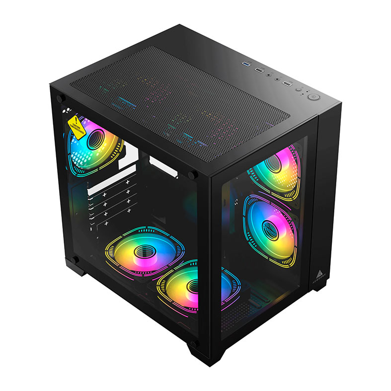 Gabinete Gamer Acegeek Aquarium M345, Mid-Tower, Lateral de Vidro, Preto, AG-AQUARIUM-M345-BK - miniatura 4