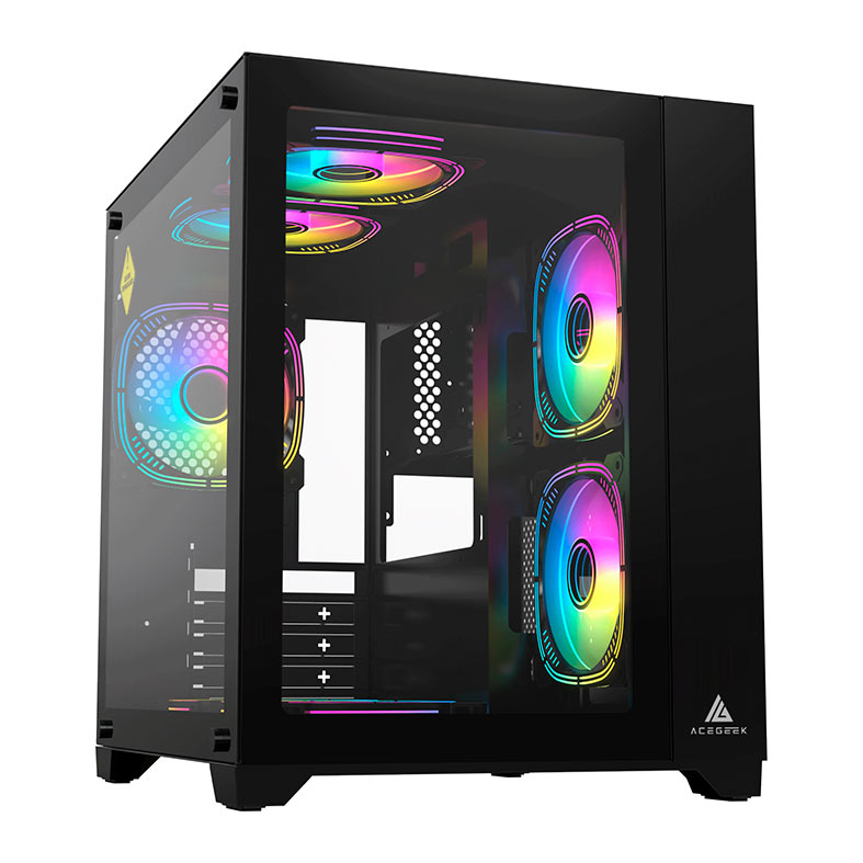 Gabinete Gamer Acegeek Aquarium M345, Mid-Tower, Lateral de Vidro, Preto, AG-AQUARIUM-M345-BK - miniatura 3