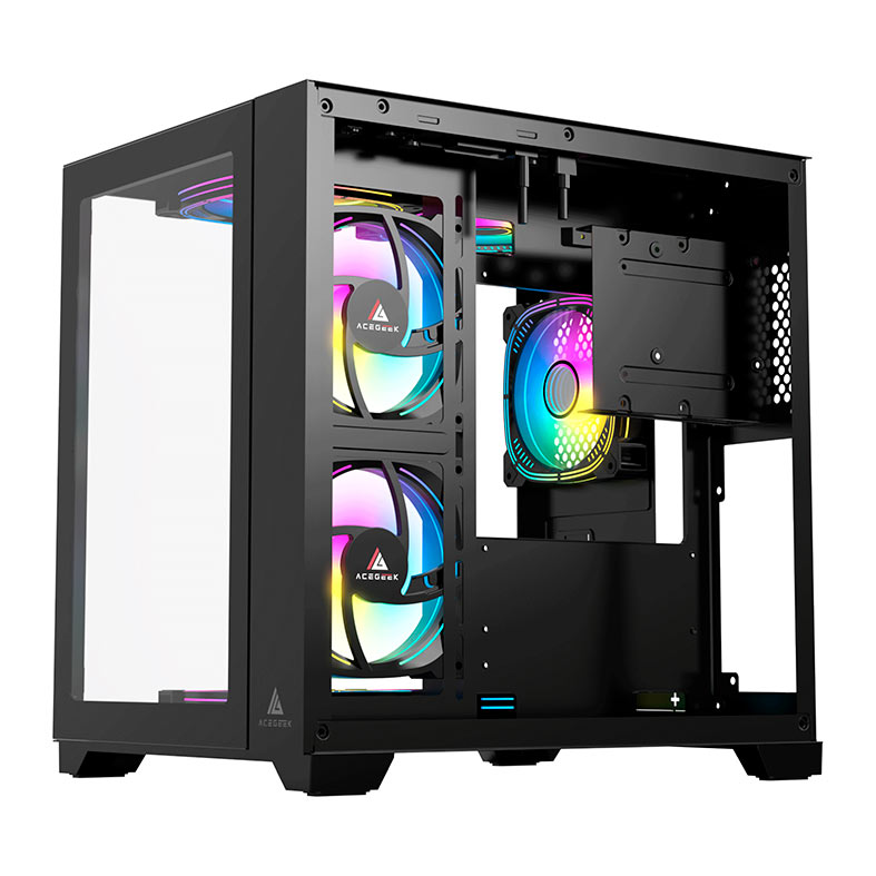 Gabinete Gamer Acegeek Aquarium M345, Mid-Tower, Lateral de Vidro, Preto, AG-AQUARIUM-M345-BK - miniatura 8