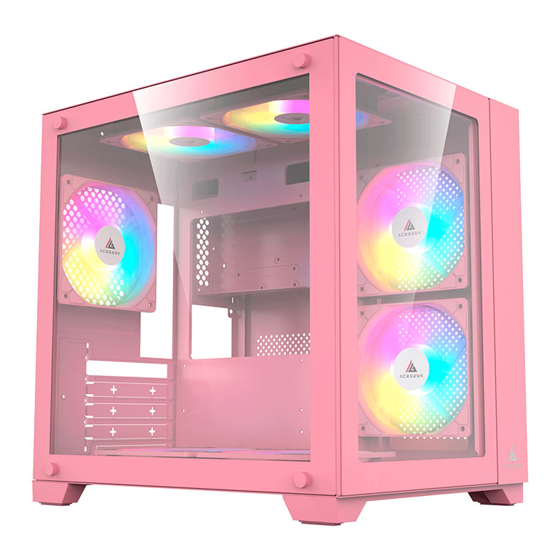 Gabinete Gamer Acegeek Aquarium M345, Mid-Tower, Lateral de Vidro, Rosa, AG-AQUARIUM-M345-PK - miniatura 3