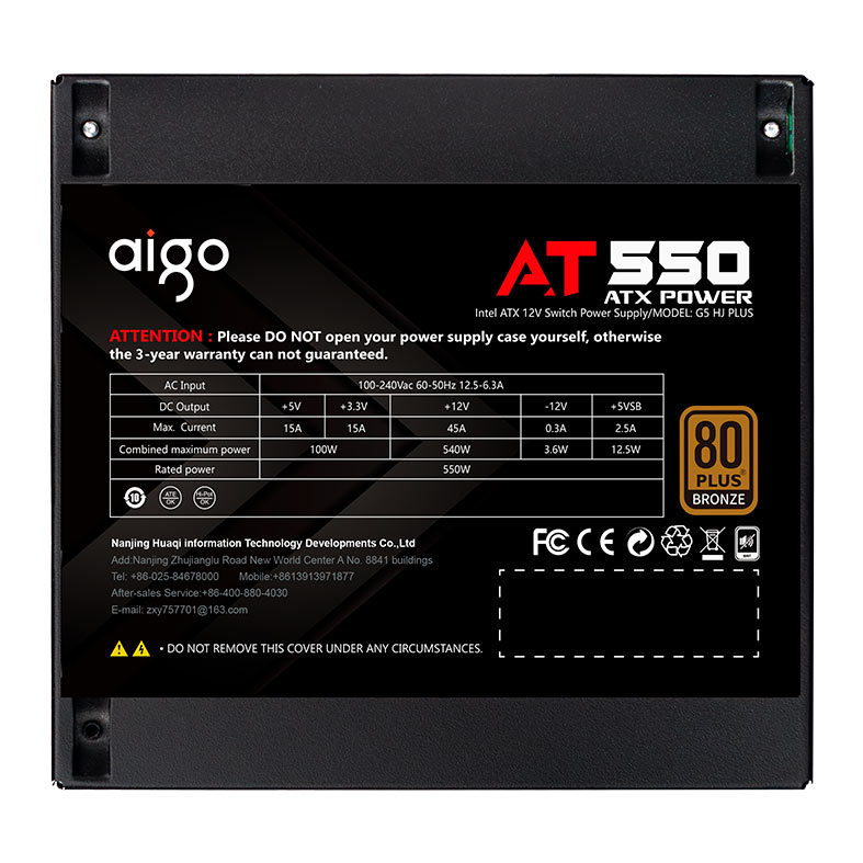 Fonte Aigo Darkflash AT550, 550W, 80 Plus Bronze, PFC ativo, Preto, AG-AT550-BK - miniatura 9