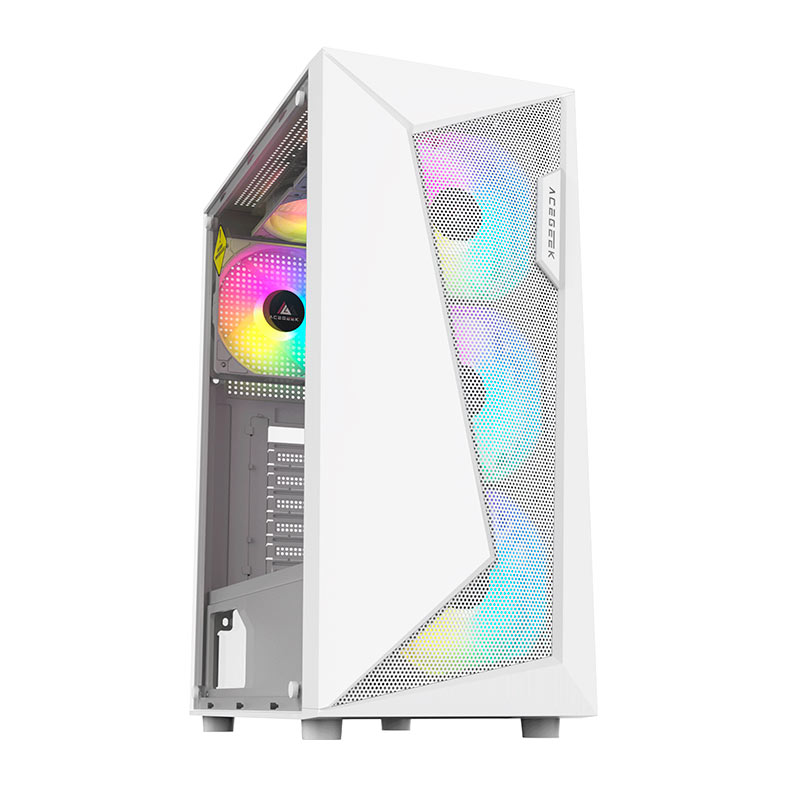 Gabinete Gamer Acegeek Atlas R338, Rainbow, Mid-Tower, Lateral de Vidro, Com 4 Fans, Branco, AG-ATLAS-R338-WH-I4F - miniatura 4