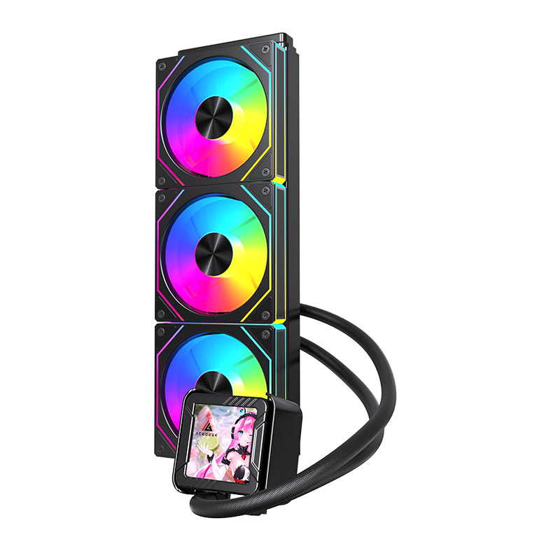 Water Cooler Acegeek CryoScreen 360, ARGB, 2.8 inch LCD, 360mm, Preto, AG-CRYOSCREEN360-BK - miniatura 8