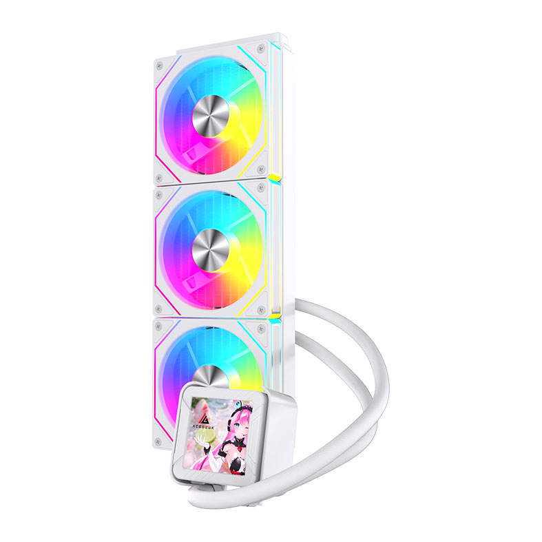 Water Cooler Acegeek CryoScreen 360, ARGB, 2.8 inch LCD, 360mm, Branco, AG-CRYOSCREEN360-WH - miniatura 4
