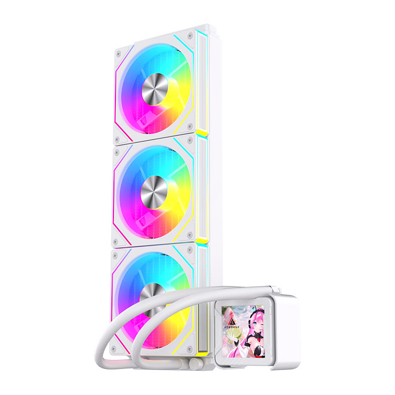 Water Cooler Acegeek CryoScreen 360, ARGB, 2.8 inch LCD, 360mm, Branco, AG-CRYOSCREEN360-WH - miniatura 6