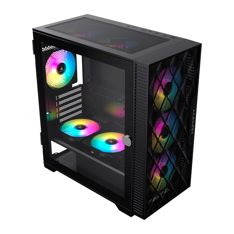 Gabinete Gamer Acegeek Darkfate Mini Mesh, Mid-Tower, Lateral de Vidro, Preto, AG-DARKFATE-MINI-MESH-BK - miniatura 5