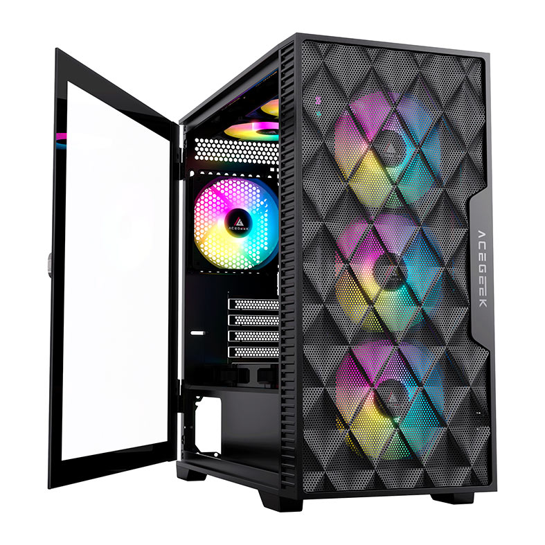 Gabinete Gamer Acegeek Darkfate Mini Mesh, Mid-Tower, Lateral de Vidro, Preto, AG-DARKFATE-MINI-MESH-BK - miniatura 6