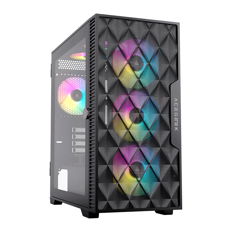 Gabinete Gamer Acegeek Darkfate Mini Mesh, Mid-Tower, Lateral de Vidro, Preto, AG-DARKFATE-MINI-MESH-BK - miniatura 3