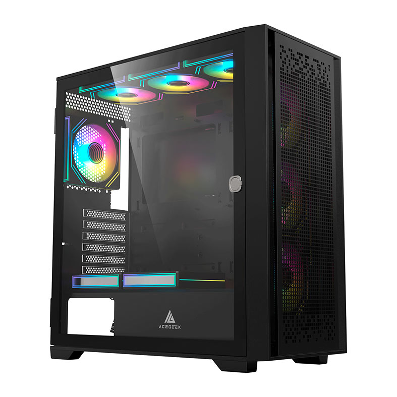 Gabinete Gamer Acegeek Flipped-M, Mid-Tower, Lateral de Vidro, Preto, AG-FLIPPED-M-BK - miniatura 4