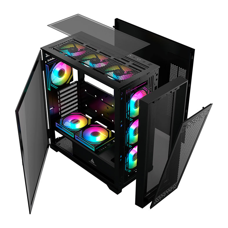 Gabinete Gamer Acegeek Flipped-M, Mid-Tower, Lateral de Vidro, Preto, AG-FLIPPED-M-BK - miniatura 9
