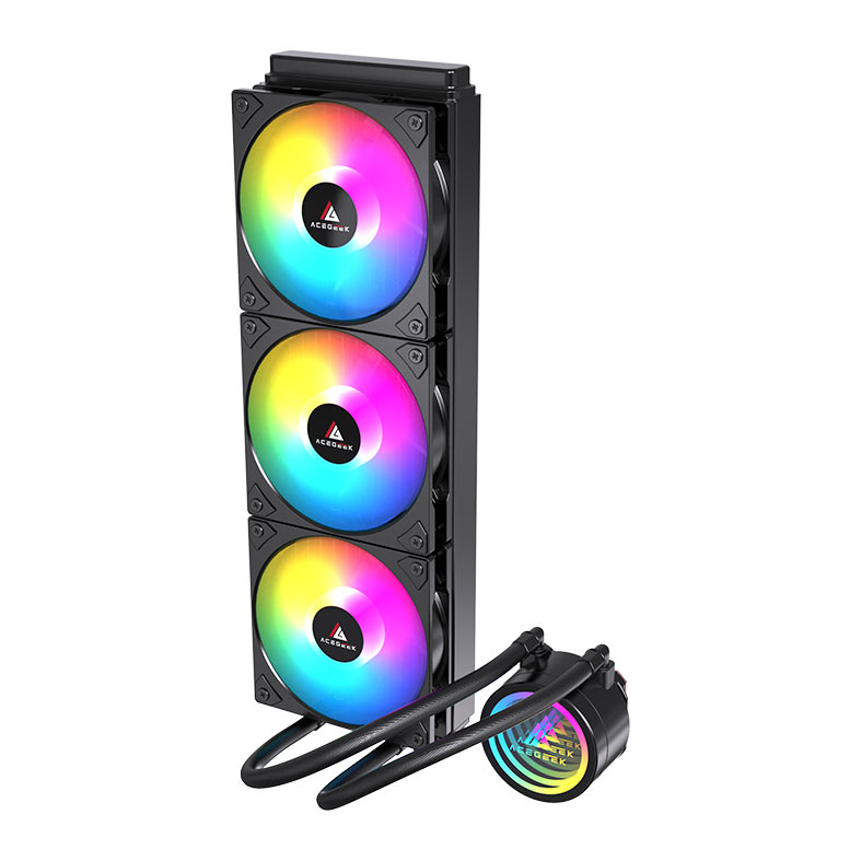 Water Cooler Acegeek FrostWorld, ARGB, 360mm, Preto, AG-FROSTWORLD360-BK - miniatura 7