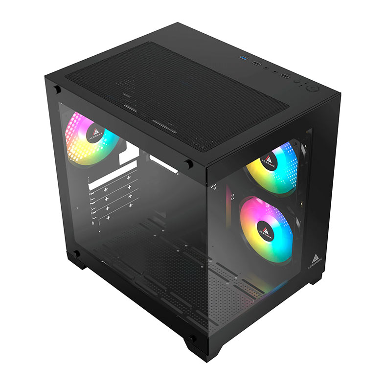 Gabinete Gamer Acegeek Gimli, Rainbow, Mid-Tower, Lateral de Vidro, Com 3 Fans, Preto, AG-GIMLI-BK-3F - miniatura 4