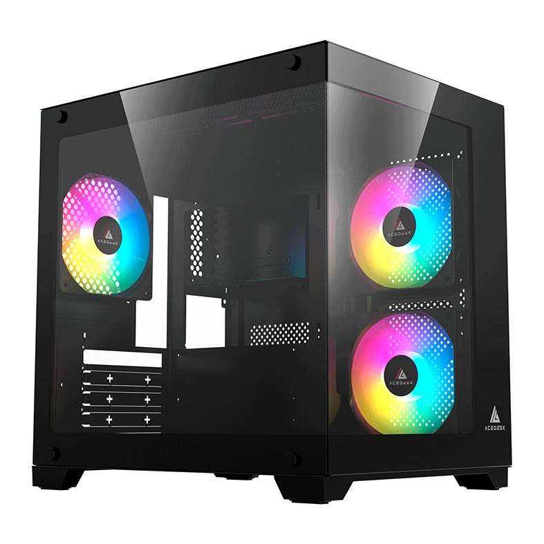 Gabinete Gamer Acegeek Gimli, Rainbow, Mid-Tower, Lateral de Vidro, Com 3 Fans, Preto, AG-GIMLI-BK-3F - miniatura 3
