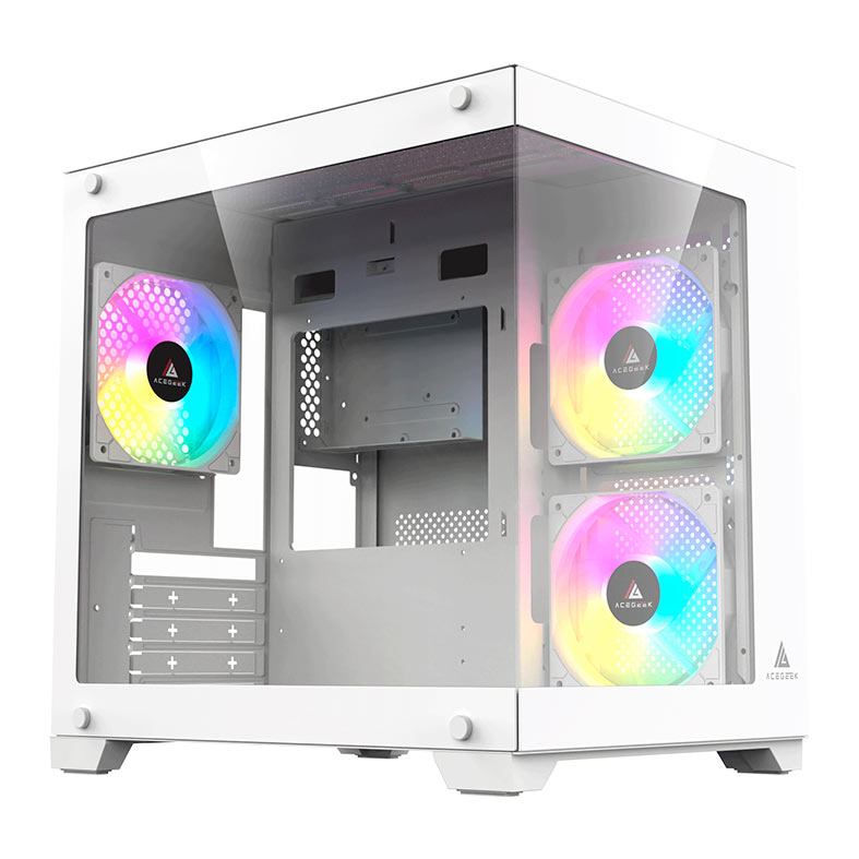 Gabinete Gamer Acegeek Gimli, Rainbow, Mid-Tower, Lateral de Vidro, Com 3 Fans, Branco, AG-GIMLI-WH-3F - miniatura 4
