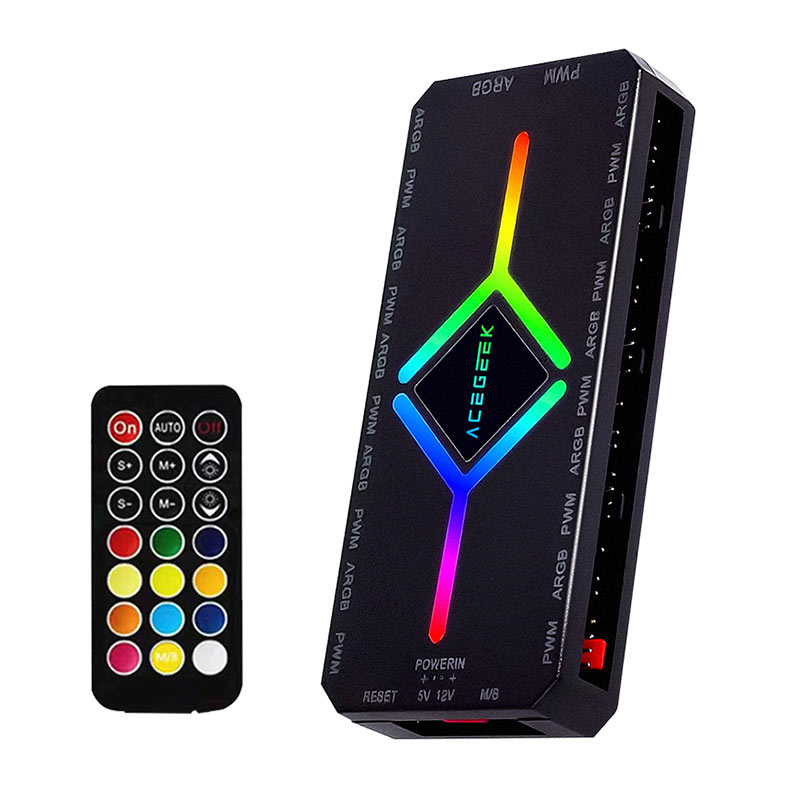 Controladora Acegeek Hub10, 10 Portas ARGB, 10 Portas PWM, Preto, AG-HUB10-BK - miniatura 3