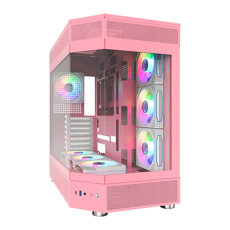 Gabinete Gamer Acegeek Icecube, Mid-Tower, Lateral de Vidro, Rosa, AG-ICECUBE-PK - miniatura 3