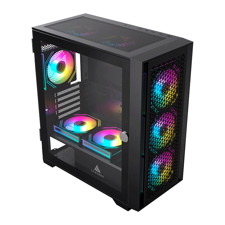 Gabinete Gamer Acegeek Iliad Mini, Mid-Tower, Lateral de Vidro, Preto, AG-ILIAD-MINI-BK - miniatura 6