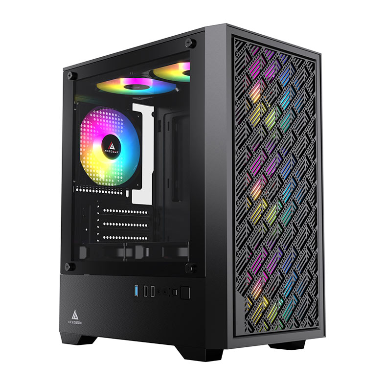 Gabinete Gamer Acegeek Matrix, Mini-Tower, Lateral de Vidro, Preto, AG-MATRIX-BK - miniatura 3