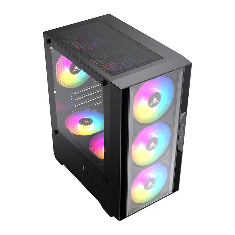 Gabinete Gamer Acegeek Stratus Glass, Mid-Tower, Lateral de Vidro, Preto, AG-STRATUS-GLASS-BK - miniatura 6
