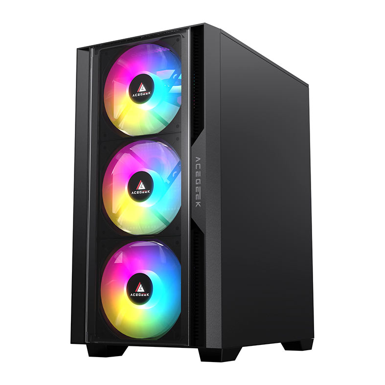 Gabinete Gamer Acegeek Stratus Glass, Mid-Tower, Lateral de Vidro, Preto, AG-STRATUS-GLASS-BK - miniatura 4