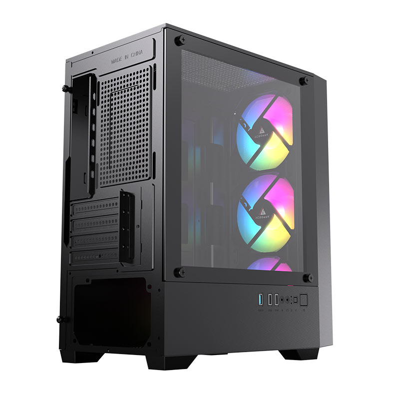 Gabinete Gamer Acegeek Stratus Mesh, Rainbow, Mid-Tower, Lateral de Vidro, Com 3 Fans, Preto, AG-STRATUS-MESH-BK-I3F - miniatura 10