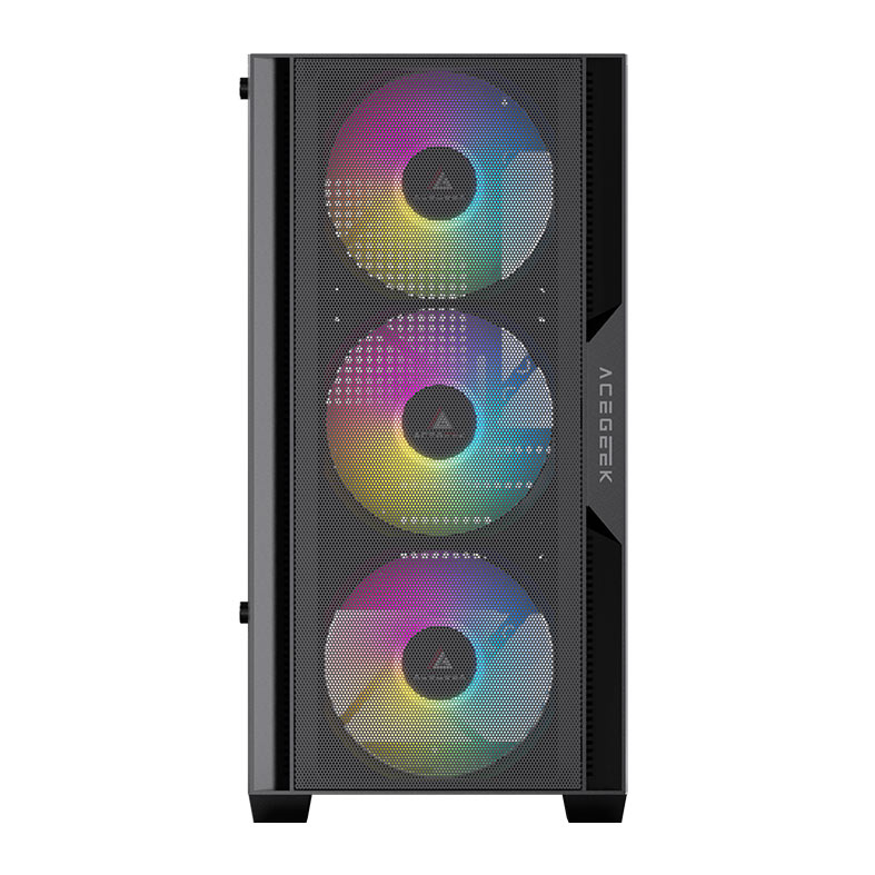 Gabinete Gamer Acegeek Stratus Mesh, Rainbow, Mid-Tower, Lateral de Vidro, Com 3 Fans, Preto, AG-STRATUS-MESH-BK-I3F - miniatura 5