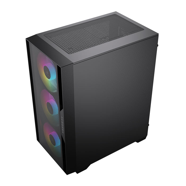 Gabinete Gamer Acegeek Stratus Mesh, Rainbow, Mid-Tower, Lateral de Vidro, Com 3 Fans, Preto, AG-STRATUS-MESH-BK-I3F - miniatura 7
