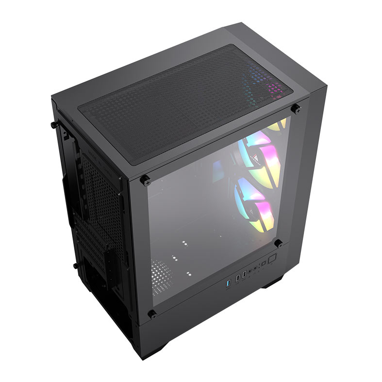 Gabinete Gamer Acegeek Stratus Mesh, Rainbow, Mid-Tower, Lateral de Vidro, Com 3 Fans, Preto, AG-STRATUS-MESH-BK-I3F - miniatura 9