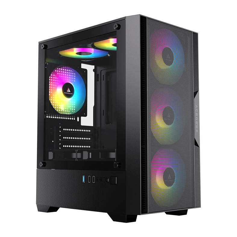 Gabinete Gamer Acegeek Stratus Mesh, Mid-Tower, Lateral de Vidro, Preto, AG-STRATUS-MESH-BK - miniatura 3
