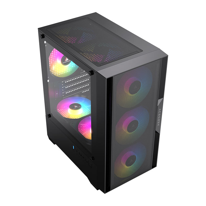 Gabinete Gamer Acegeek Stratus Mesh, Mid-Tower, Lateral de Vidro, Preto, AG-STRATUS-MESH-BK - miniatura 6