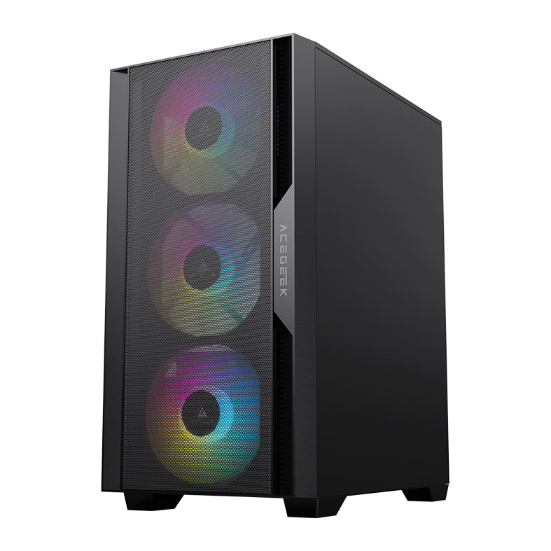 Gabinete Gamer Acegeek Stratus Mesh, Mid-Tower, Lateral de Vidro, Preto, AG-STRATUS-MESH-BK - miniatura 4