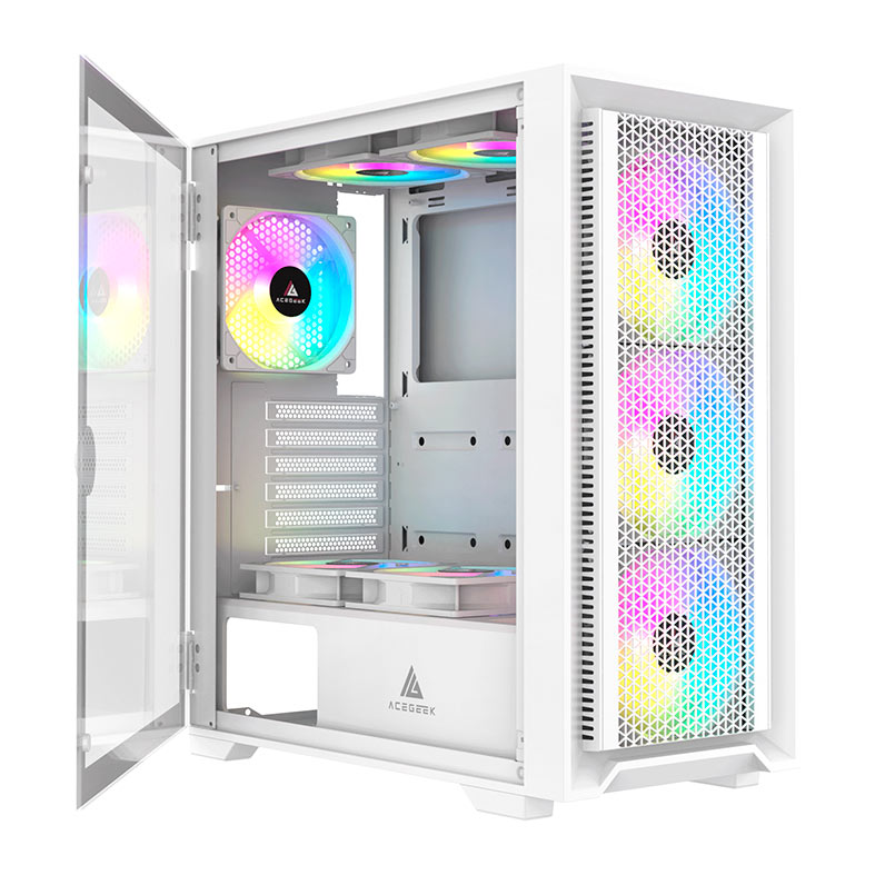 Gabinete Gamer Acegeek Tempest A370, Mid-Tower, Lateral de Vidro, Branco, AG-TEMPEST-A370-WH - miniatura 6