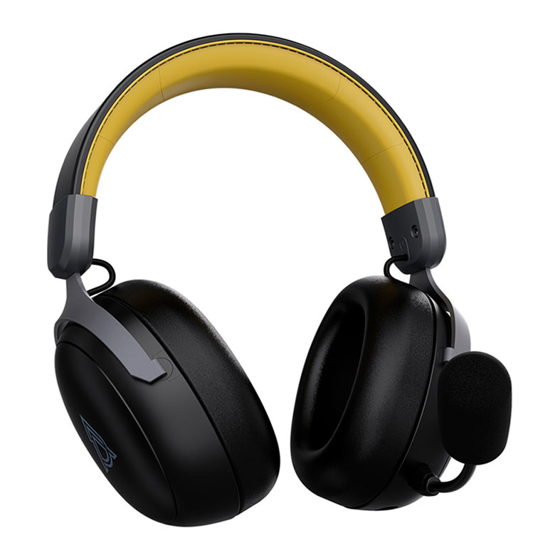 Headset Gamer Ajazz AHM08 Max, Drivers 53mm, Wireless, Preto e Amarelo, AHM08-MAX-BY - imagem 1